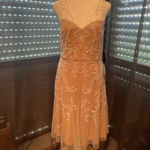 NWT Adrianna Papell Midi Dress, Size 6US, Ivory Nude